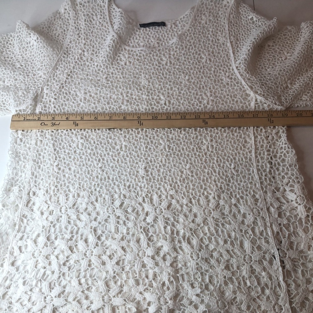 AMANDA BLU White Lace 3/5 Sleeve Top w Cami women’s large - Picture 9 of 17